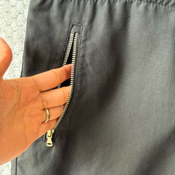 LOFT Lou & Grey Romper S Black Linen Zip Pocket Tie Waist Key Hole Straps V-Neck - Picture 5 of 15